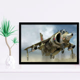Harrier Jump Jet Airplane Craft Framed Art Prints Wall Decor - Painting Art, Framed Picture, Ready to Hang