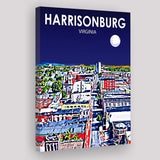 Harrisonburg Virginia Art Night Landscape ,City Art Print, Large Canvas, Canvas Print Wall Art Home Decor