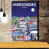 Harrisonburg Virginia Art Night Landscape ,City Art Print, Large Canvas, Canvas Print Wall Art Home Decor