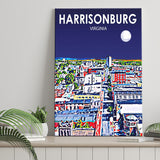 Harrisonburg Virginia Art Night Landscape ,City Art Print, Large Canvas, Canvas Print Wall Art Home Decor