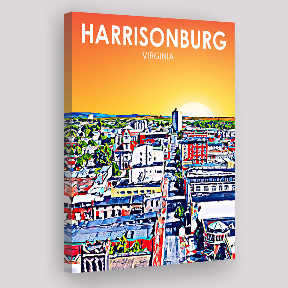 Harrisonburg Virginia Art Sunset Landscape ,City Art Print, Large Canvas, Canvas Print Wall Art Home Decor