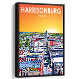 Harrisonburg Virginia Art Sunset Landscape, Large Canvas, Framed Canvas Print Wall Art Home Decor, Floating Frame