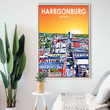 Harrisonburg Virginia Art Sunset Landscape, Large Canvas, Framed Canvas Print Wall Art Home Decor, Floating Frame