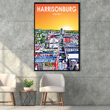 Harrisonburg Virginia Art Sunset Landscape, Large Canvas, Framed Canvas Print Wall Art Home Decor, Floating Frame