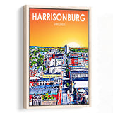 Harrisonburg Virginia Art Sunset Landscape, Large Canvas, Framed Canvas Print Wall Art Home Decor, Floating Frame
