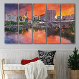 Hartford Connecticut Usa Downtown Skyline 5 Pieces Extra Large Canvas Prints Wall Art Home Decor