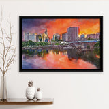 Hartford Connecticut Usa Downtown Skyline City Art Watercolor Framed Canvas Prints Wall Art Home Decor,Floating Frame