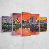 Hartford Connecticut Usa Downtown Skyline 5 Pieces Mixed Canvas Prints Wall Art Home Decor