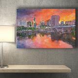 Hartford Connecticut Usa Downtown Skyline City Art Watercolor Canvas Prints Wall Art Home Decor, Large Canvas