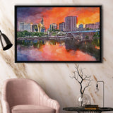 Hartford Connecticut Usa Downtown Skyline City Art Watercolor Framed Canvas Prints Wall Art Home Decor,Floating Frame