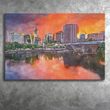 Hartford Connecticut Usa Downtown Skyline City Art Watercolor Canvas Prints Wall Art Home Decor, Large Canvas