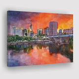 Hartford Connecticut Usa Downtown Skyline City Art Watercolor Canvas Prints Wall Art Home Decor, Large Canvas