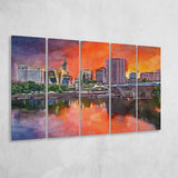 Hartford Connecticut Usa Downtown Skyline 5 Pieces Extra Large Canvas Prints Wall Art Home Decor