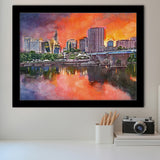 Hartford Connecticut Usa Downtown Skyline City Art Watercolor Framed Art Prints Wall Art Decor,Framed Picture