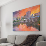 Hartford Connecticut Usa Downtown Skyline City Art Watercolor Canvas Prints Wall Art Home Decor, Large Canvas