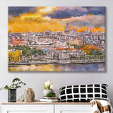 Havana Cuba Downtown Skyline Dusk City Art Watercolor Canvas Prints Wall Art Home Decor, Large Canvas