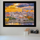 Havana Cuba Downtown Skyline Dusk City Art Watercolor Framed Art Prints Wall Art Decor,Framed Picture