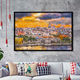 Havana Cuba Downtown Skyline Dusk City Art Watercolor Framed Art Prints Wall Art Decor,Framed Picture