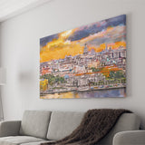 Havana Cuba Downtown Skyline Dusk City Art Watercolor Canvas Prints Wall Art Home Decor, Large Canvas