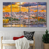 Havana Cuba Downtown Skyline Dusk 5 Pieces Extra Large Canvas Prints Wall Art Home Decor