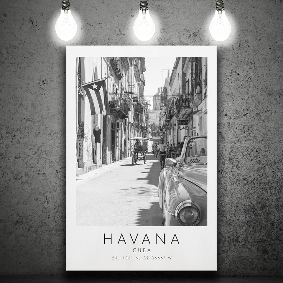 Havana, Cuba Skyline 1 Travel Lovers Black And White Cuba Photo Print Canvas Prints Wall Art Home Decor