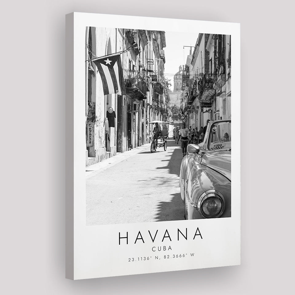 Havana, Cuba Skyline 1 Travel Lovers Black And White Cuba Photo Print Canvas Prints Wall Art Home Decor