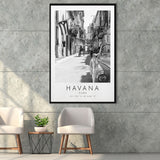 Havana, Cuba Skyline 1 Travel Lovers Black And White Cuba Photo Print Framed Canvas Prints Wall Art Home Decor, Floating Frame