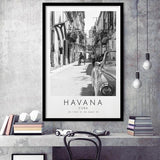 Havana, Cuba Skyline 1 Travel Lovers Black And White Cuba Photo Print Framed Art Prints Wall Art Decor, Framed Picture