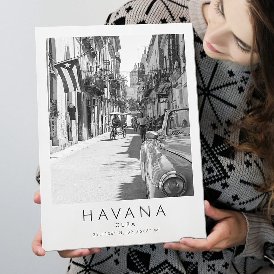 Havana, Cuba Skyline 1 Travel Lovers Black And White Cuba Photo Print Canvas Prints Wall Art Home Decor