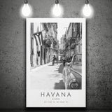 Havana, Cuba Skyline Travel Lovers Black And White  Canvas Prints Wall Art Home Decor