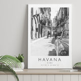 Havana, Cuba Skyline Travel Lovers Black And White  Canvas Prints Wall Art Home Decor