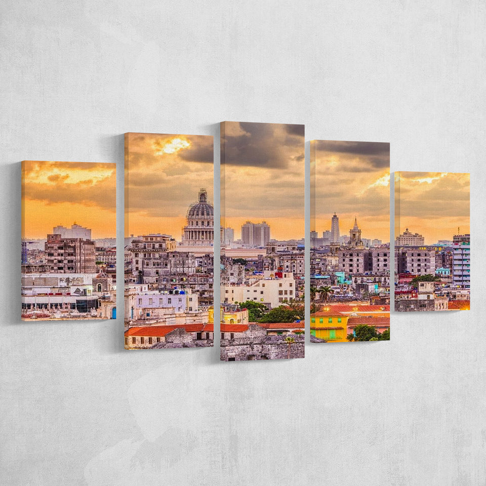 Havana Downtown, Havana Skyline Multi Panels,Canvas Prints Wall Art Home Decor