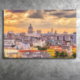 Havana Downtown, Havana Skyline Canvas Prints Wall Art Home Decor - Painting Canvas, Ready to hang