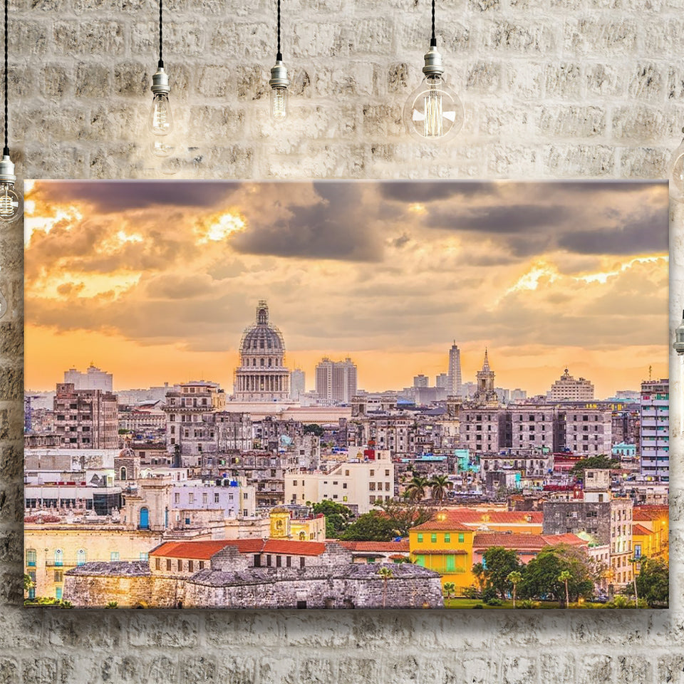 Havana Downtown, Havana Skyline Canvas Prints Wall Art Home Decor - Painting Canvas, Ready to hang