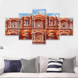 Hawa Mahal palace Palace of the Winds in Jaipur Rajasthan 5 Pieces Canvas Prints Wall Art - Painting Canvas, Multi Panels, Wall Decor
