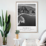 Hawaii Usa Black And White Art Framed Canvas Prints Wall Art Home Decor, Floating Frame