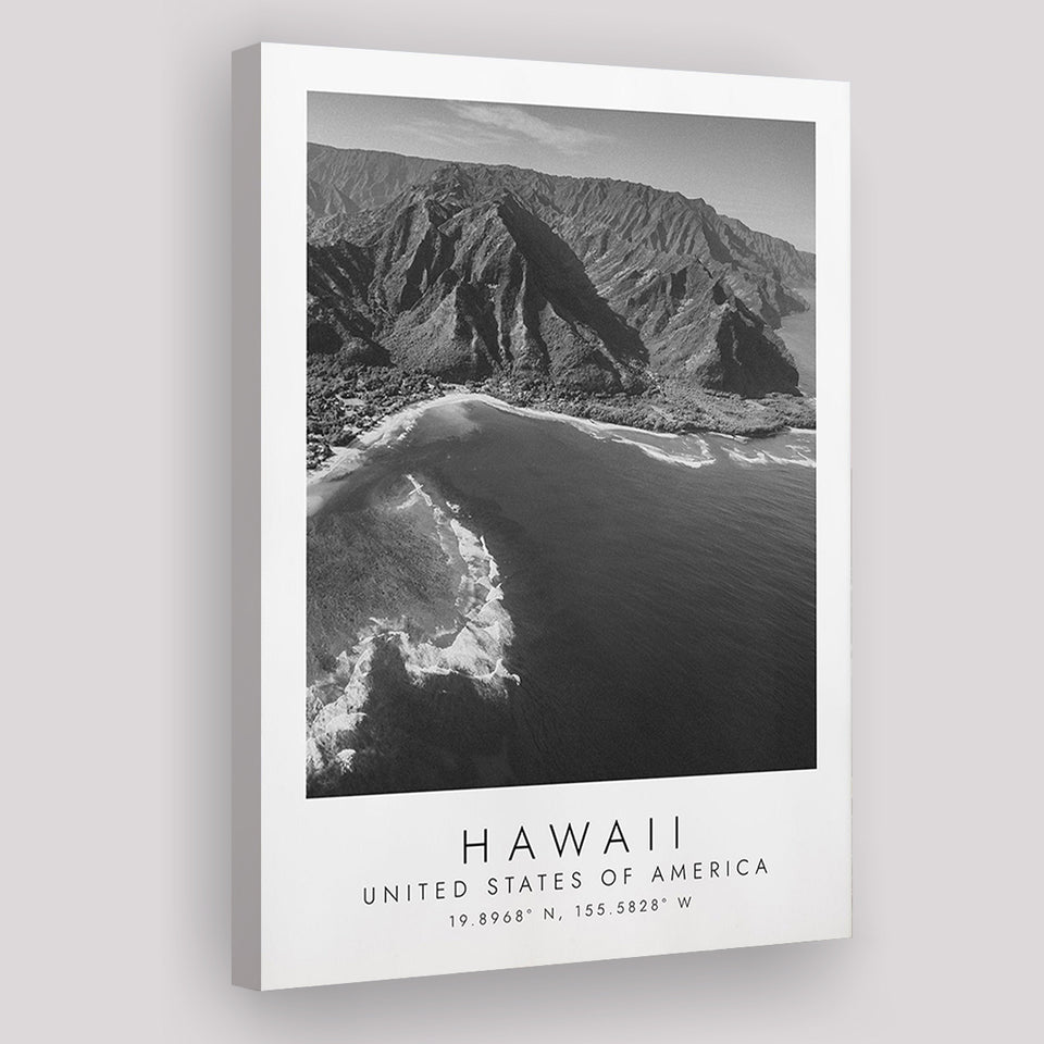 Hawaii Usa Black And White Art Canvas Prints Wall Art Home Decor