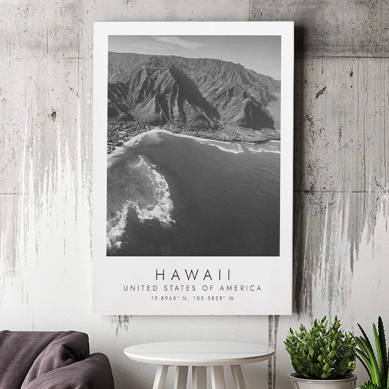 Hawaii Usa Black And White Art Canvas Prints Wall Art Home Decor