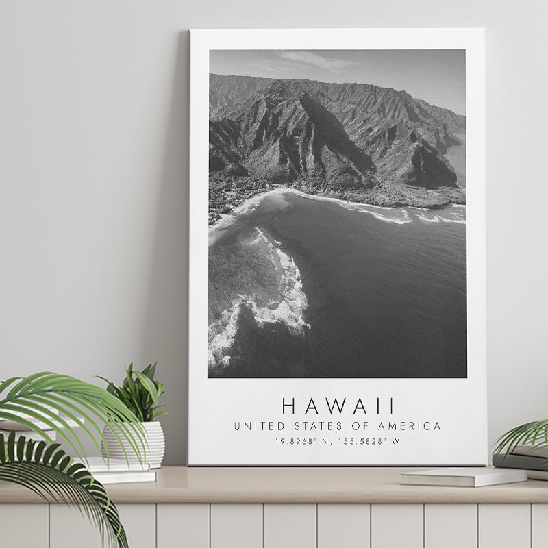 Hawaii Usa Black And White Art Canvas Prints Wall Art Home Decor