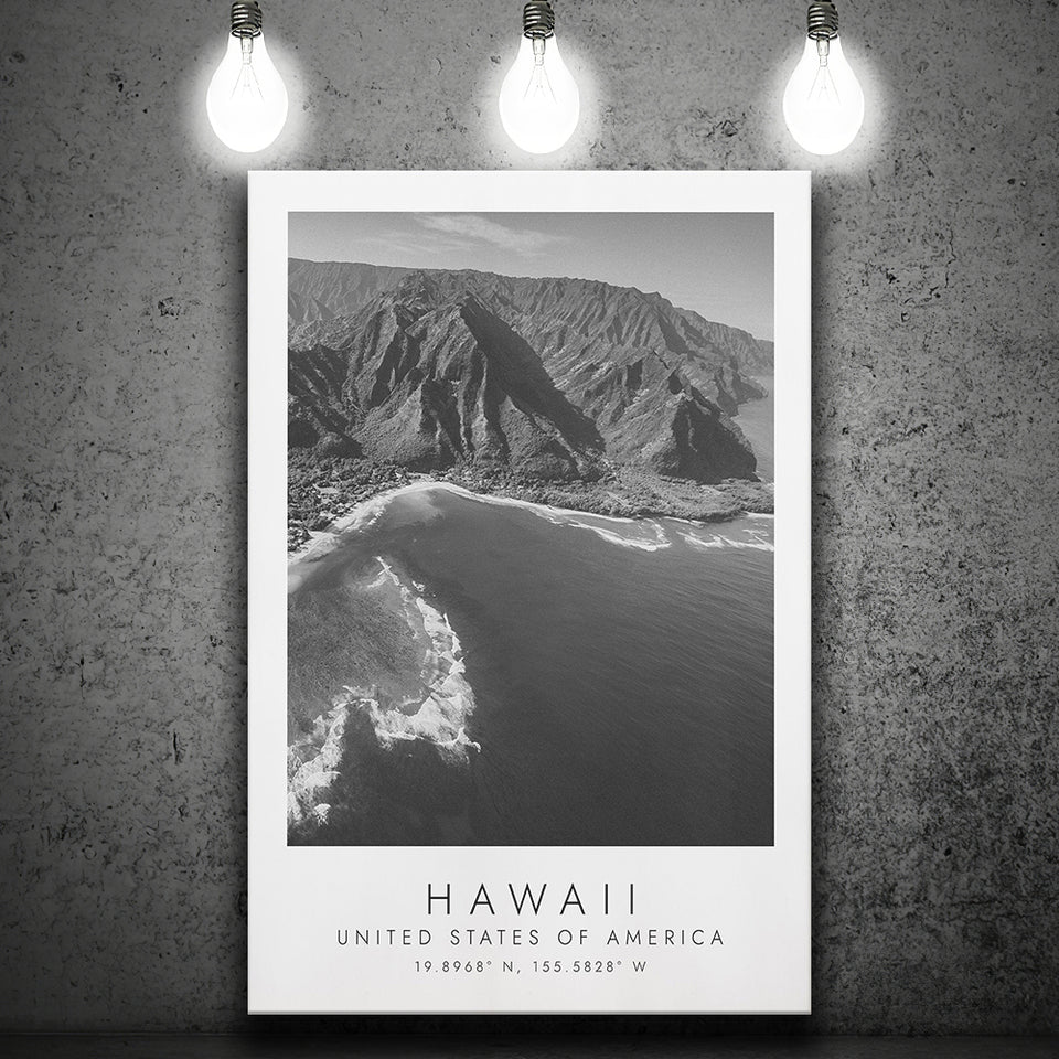 Hawaii Usa Black And White Art Canvas Prints Wall Art Home Decor