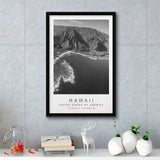 Hawaii Usa Black And White Art Framed Canvas Prints Wall Art Home Decor, Floating Frame