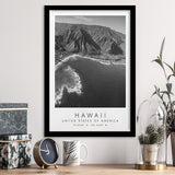 Hawaii Usa Black And White Art Framed Art Prints Wall Art Decor, Framed Picture