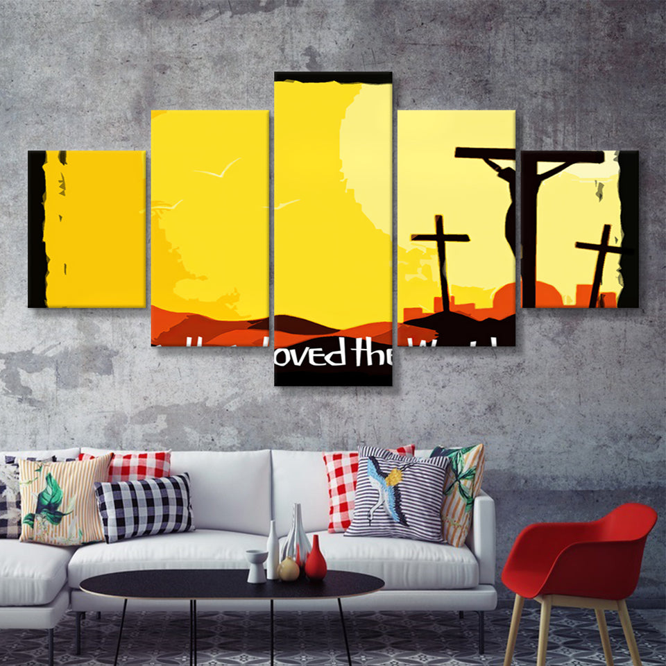 He So Loved The World 5 Pieces Canvas Prints Wall Art - Painting Canvas, Multi Panel, Wall Decor, Canvas Art