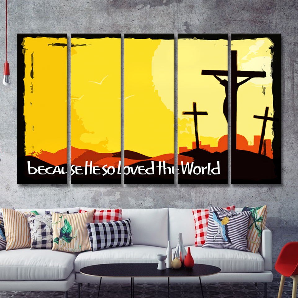 He So Loved The World 5 Pieces B Canvas Prints Wall Art - Painting Canvas, Multi Panel, Wall Decor, Canvas Art