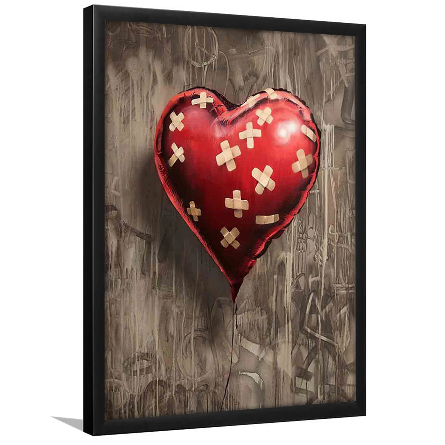 Heart Balloon Banksy Style Street Art, Framed Art Prints Wall Art Home Decor, Ready to Hang