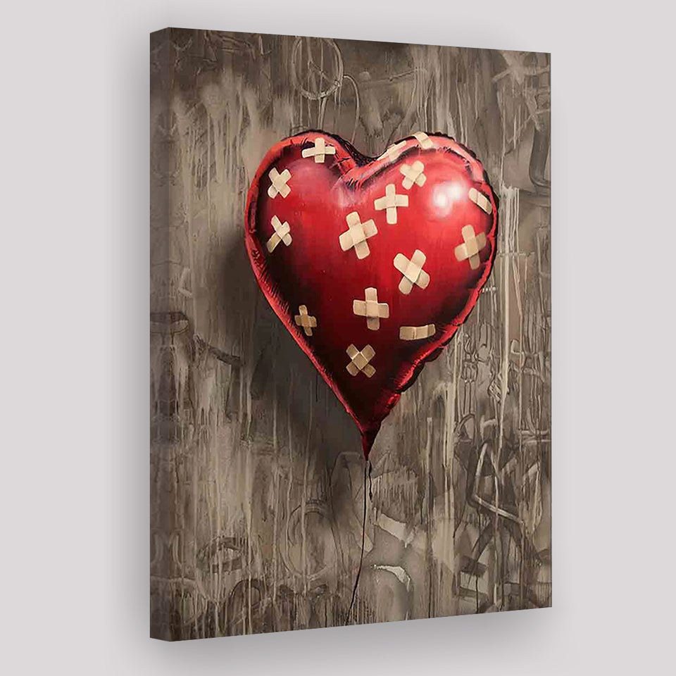 Heart Balloon Banksy Style Street Art, Canvas Prints Wall Art Home Decor, Ready to Hang
