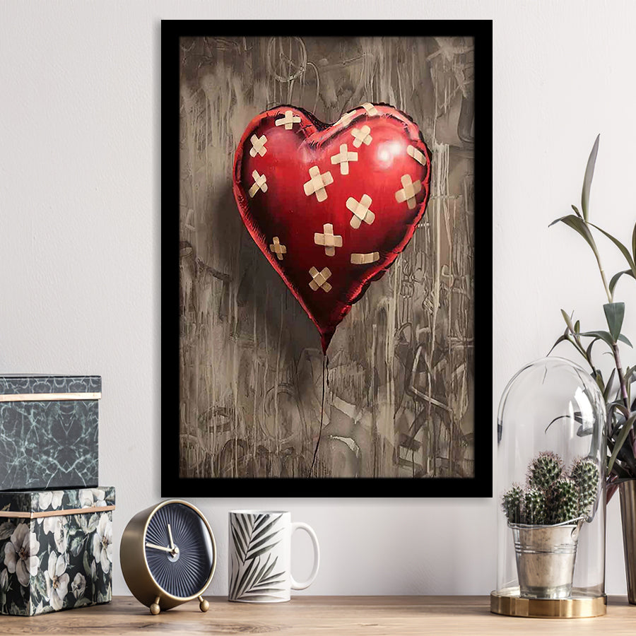 Heart Balloon Banksy Style Street Art, Framed Art Prints Wall Art Home Decor, Ready to Hang
