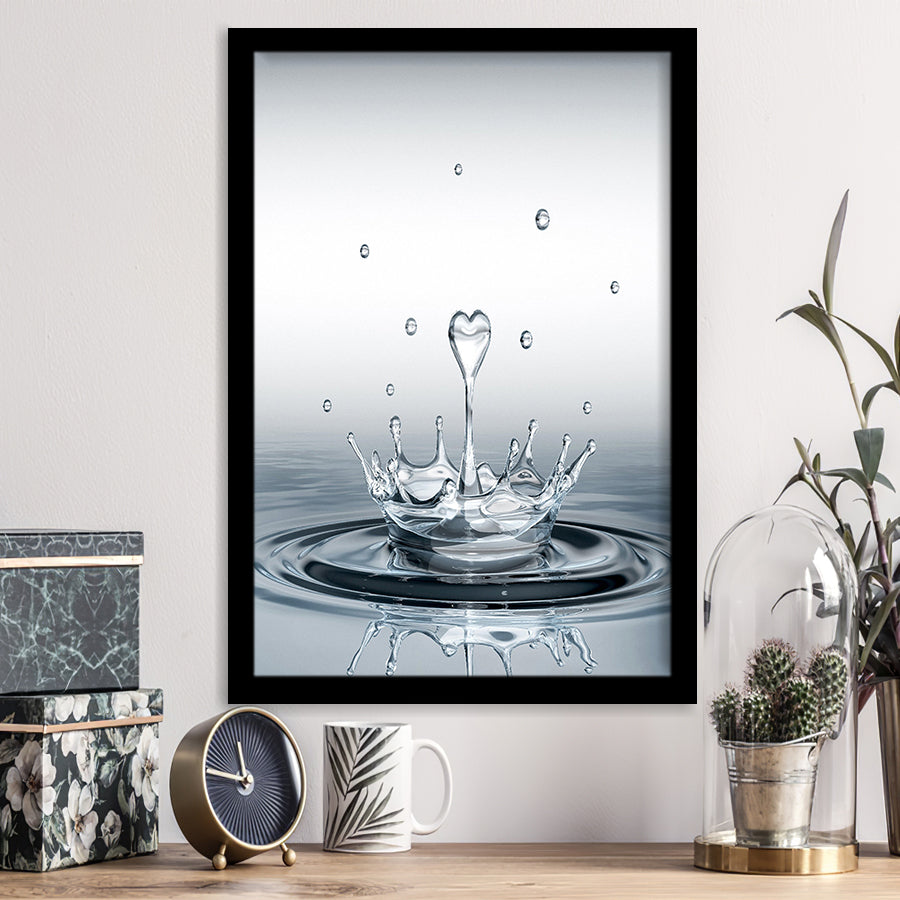 Heart Drop Splash Framed Art Print Wall Decor - Painting Art, Framed Picture, Home Decor