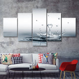 Heart Drop Splash Landscape 5 Piece Multi Panels Canvas Prints Wall Art - Painting Canvas,Wall Decor