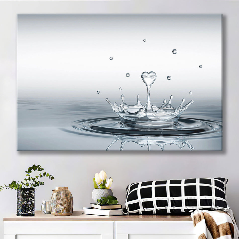 Heart Drop Splash Landscape Canvas Prints Wall Art - Painting Canvas,Wall Decor,Art Print,Home Decor